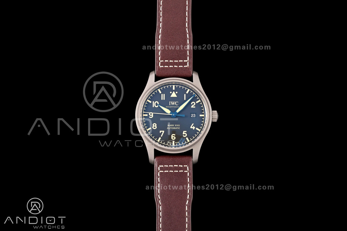 Mark XVIII Titanium MZF 1:1 Best Edition Black Dial on Brown Leather Strap A2892